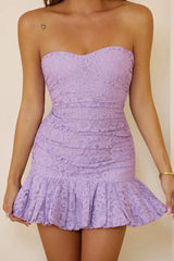 Vanilla Petals Strapless Mini Dress Lilac
