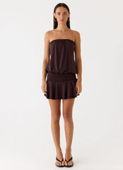 Noreen Strapless Mini Dress - Chocolate Torte